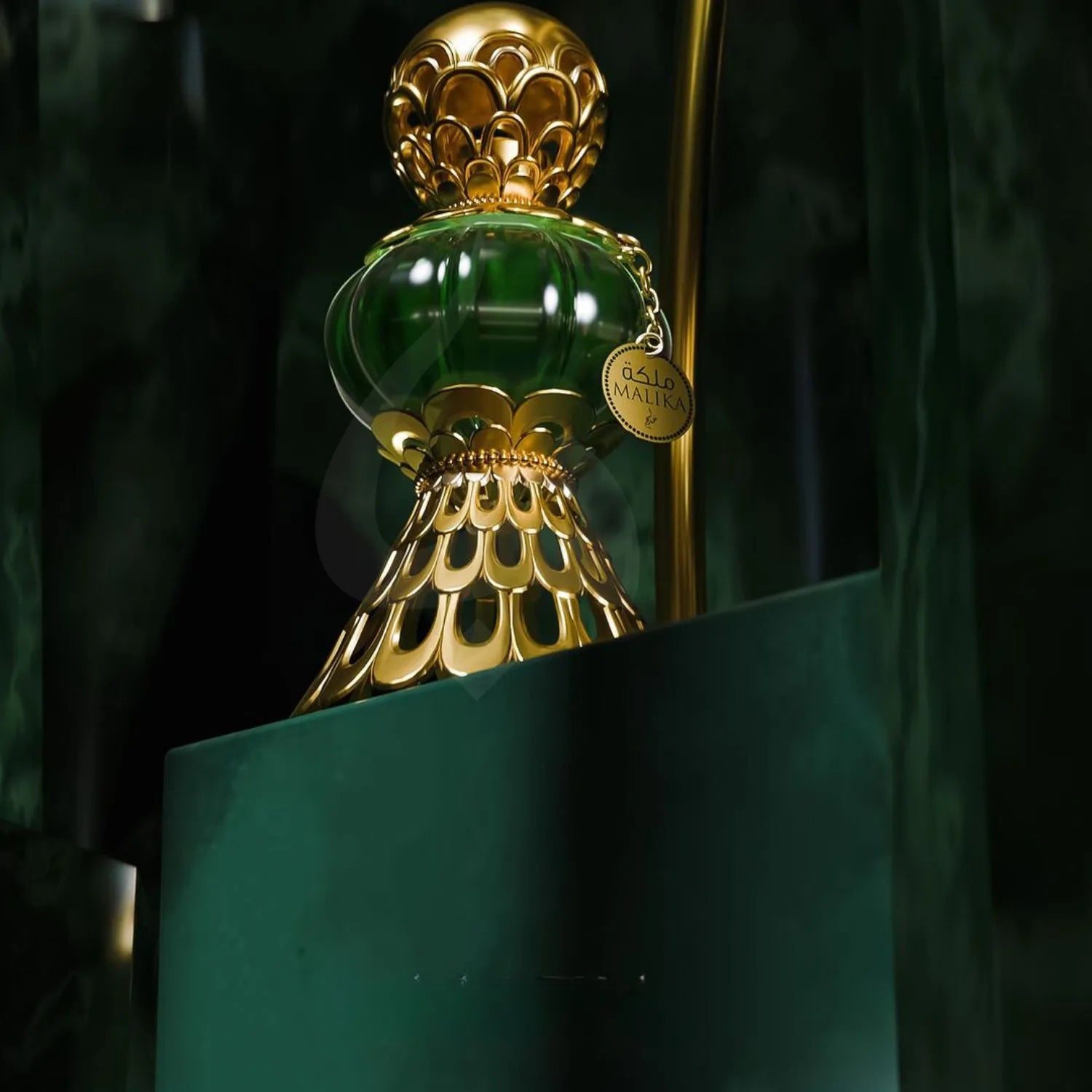 Malika Green Perfume Oil Display