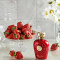 Opulent Red Perfume Display