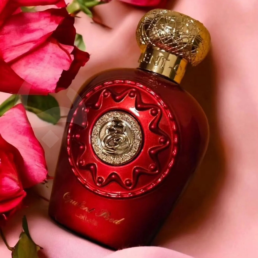 Opulent Red Perfume Bottle