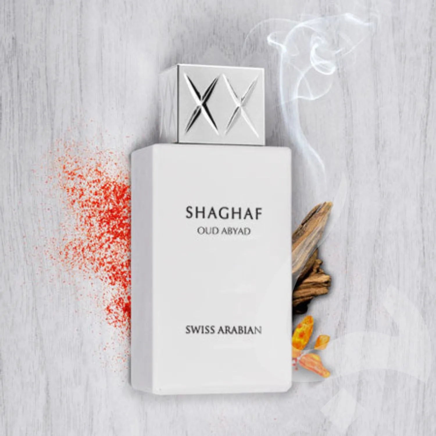 Shaghaf Oud Abyad Perfume Display